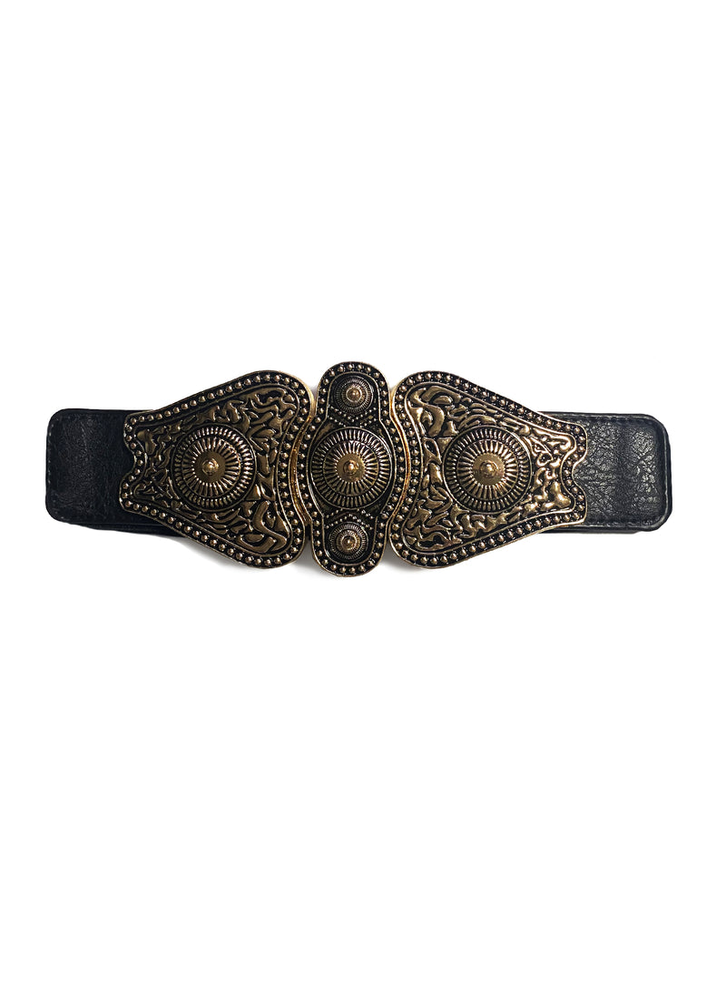 Waist belt with metal buckle